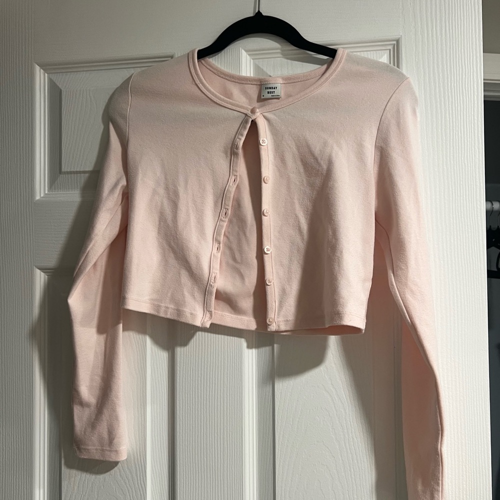 Aritzia Sunday Best Light Pink Buttoned Top